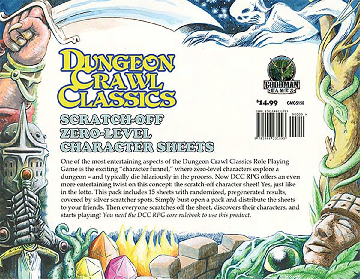 DCC RPG 0 LEVEL SCRATCH OFF CHARACTER SHEETS
