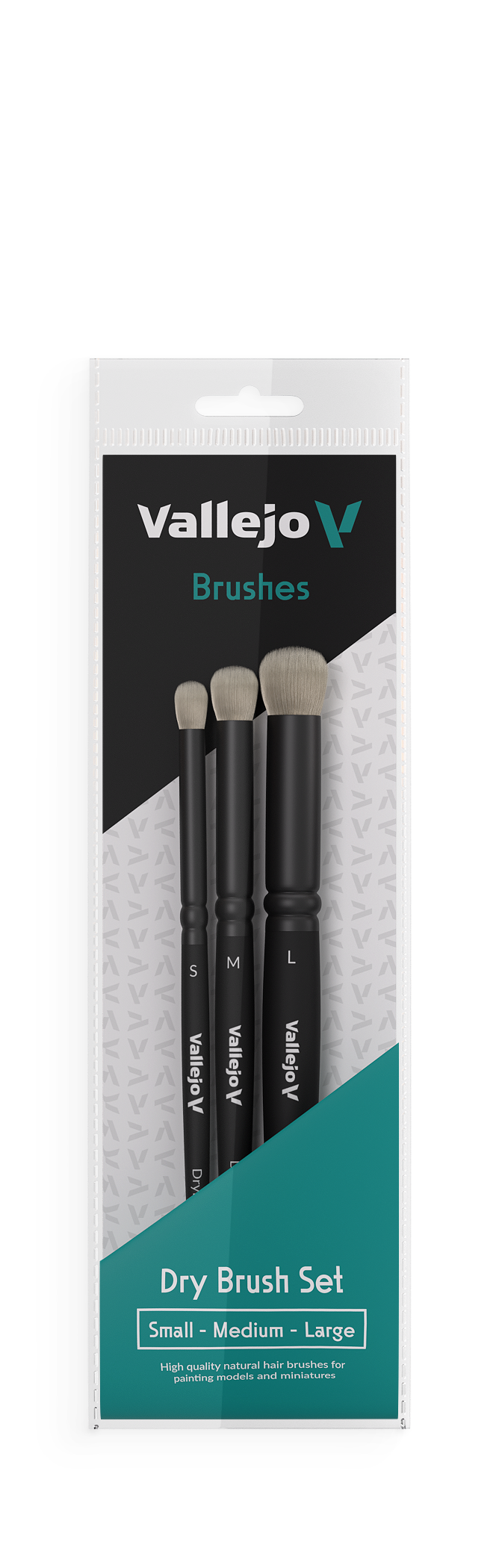 VALLEJO DRY BRUSH SET NATURAL HAIR - S,M & L